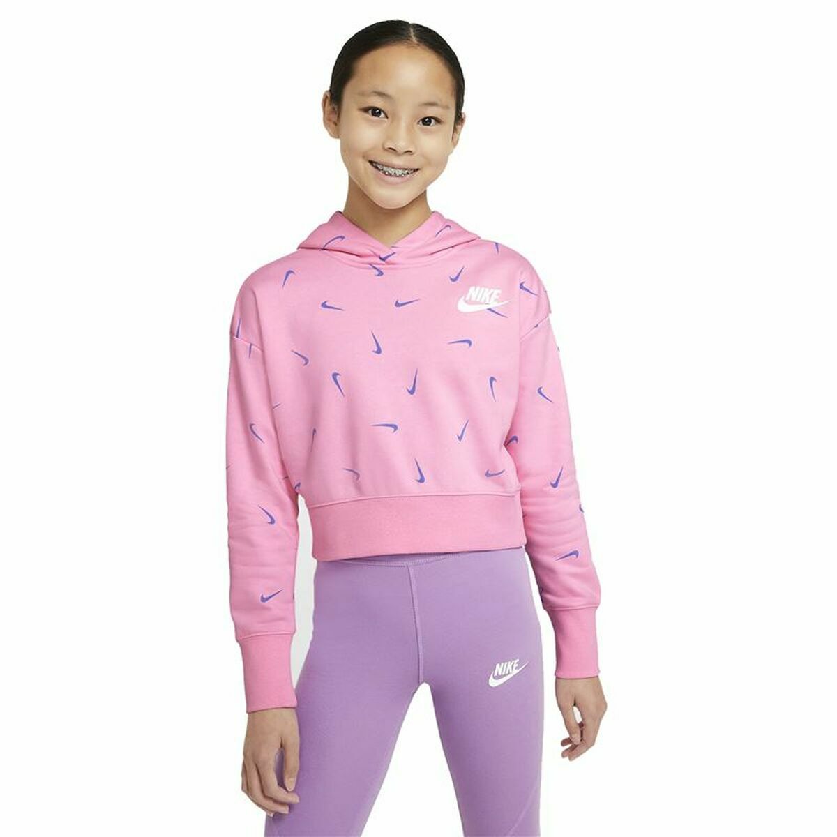 Nike Hooded Print Kids' Sweatshirt - Pink - product view 2