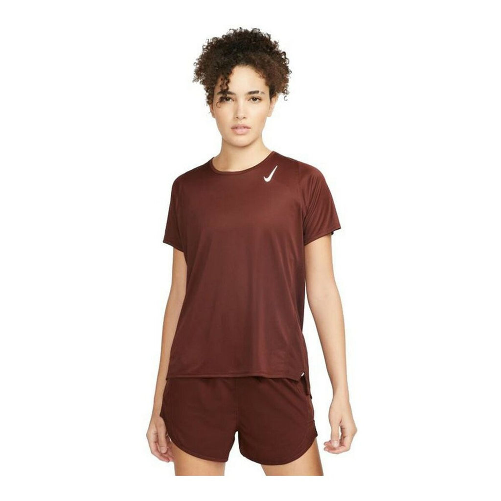 Nike Short-sleeve Sports Dri-FIT Race W Women's T-Shirt - Brown