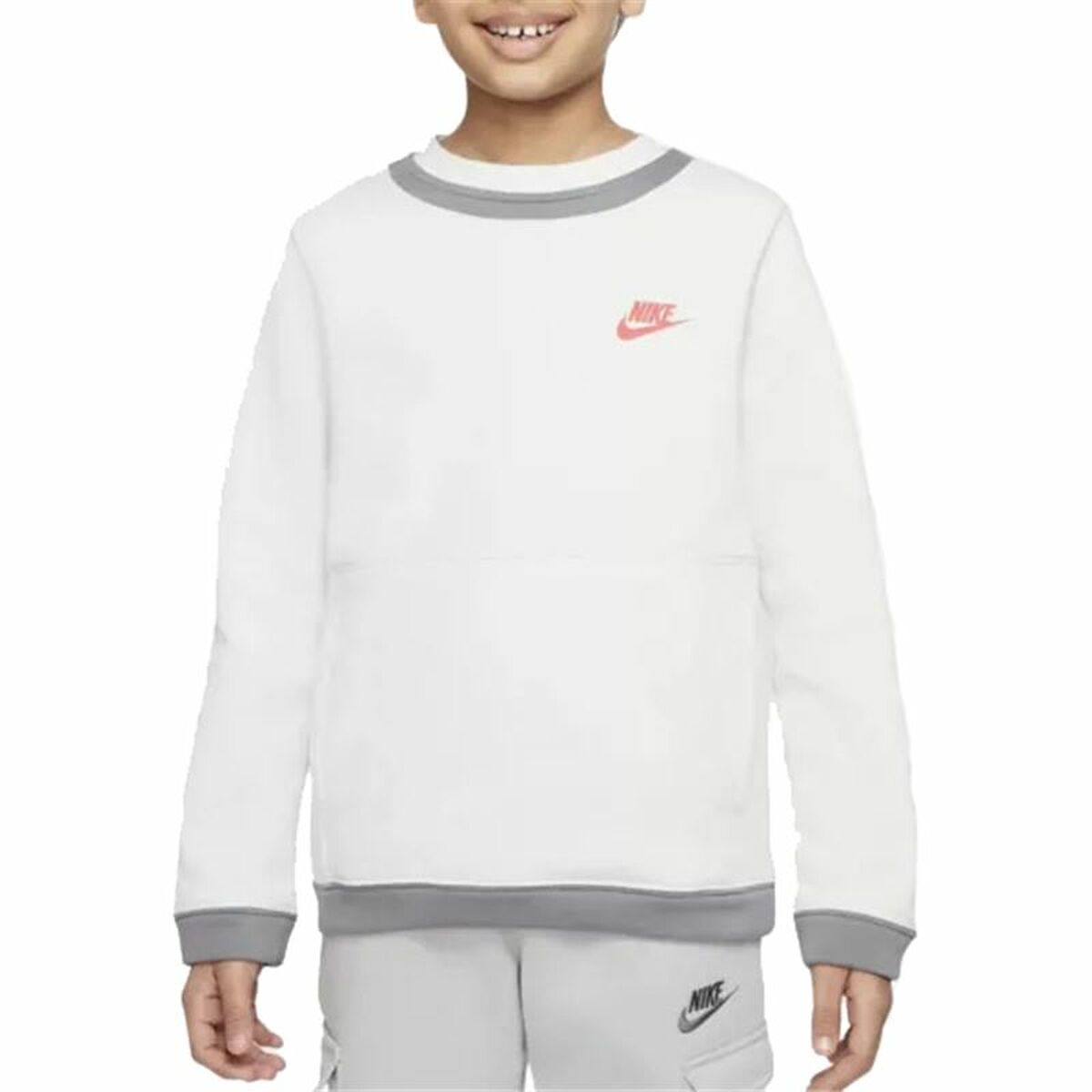Nike Without Hood Amplify Kids' Sweatshirt - White - product view 3