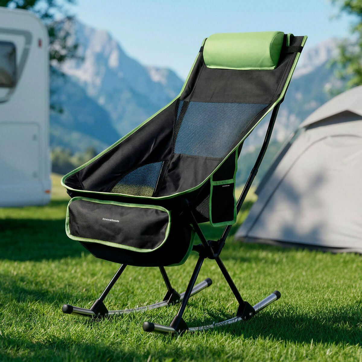 2-in-1 Klappbar Camping Rocking Stuhl mit Pocket, Kissen & Carry Tasche Trillow InnovaGoods – Produktbild 1