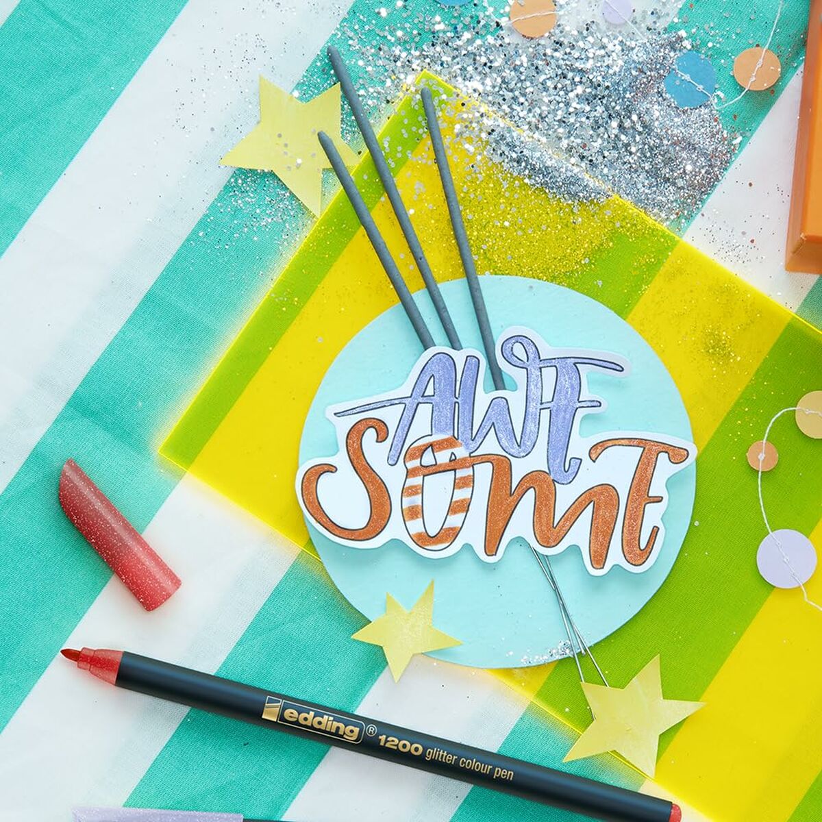 Edding Filzstift-Set 1200 Mehrfarbig Cake Glitter – Produktansicht 5