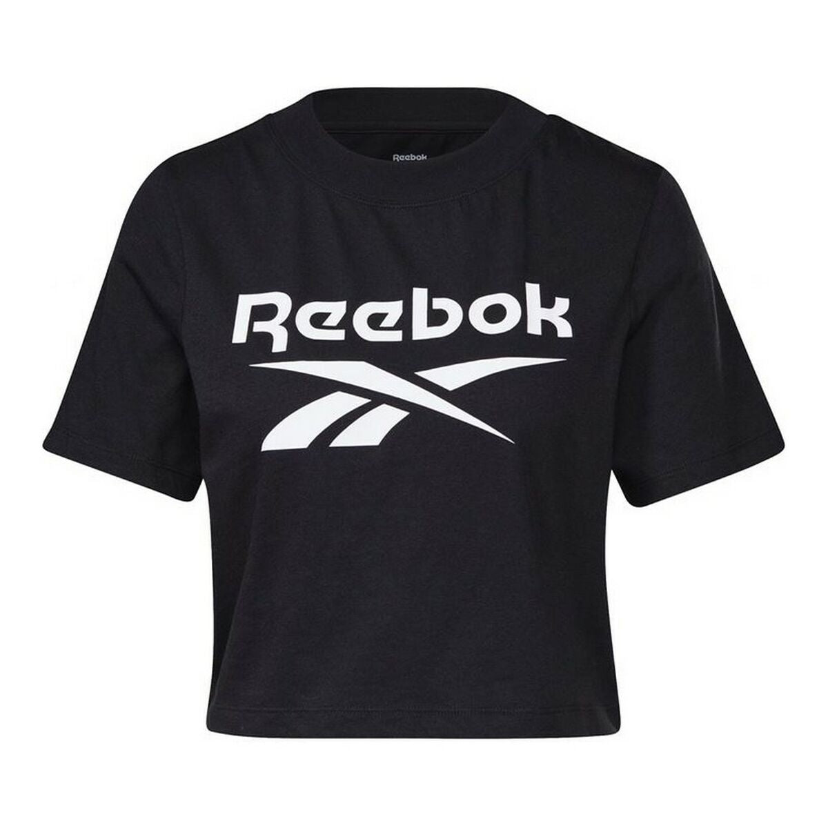 Reebok Damen Kurzarm T-Shirt Cropped Identity Schwarz – XS