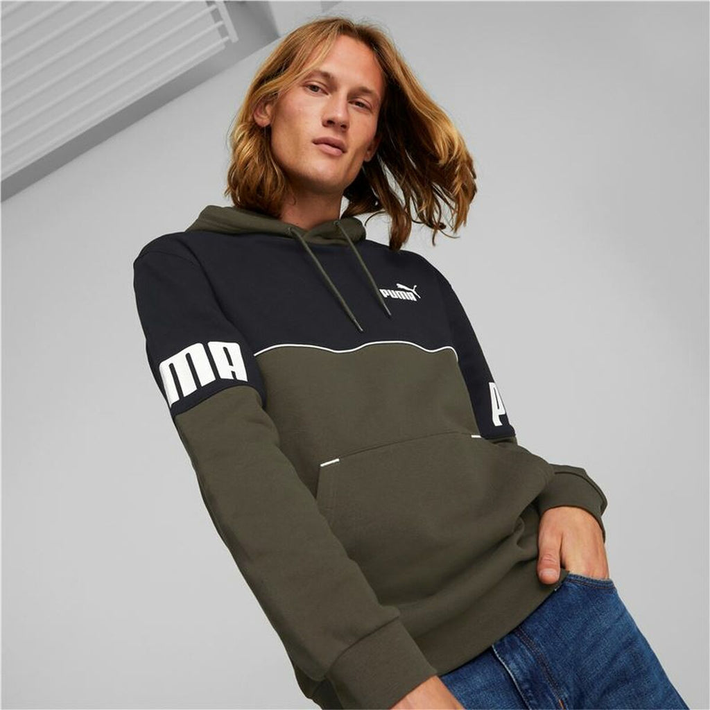 Men’s Hoodie Puma Power Colorblock Green Black