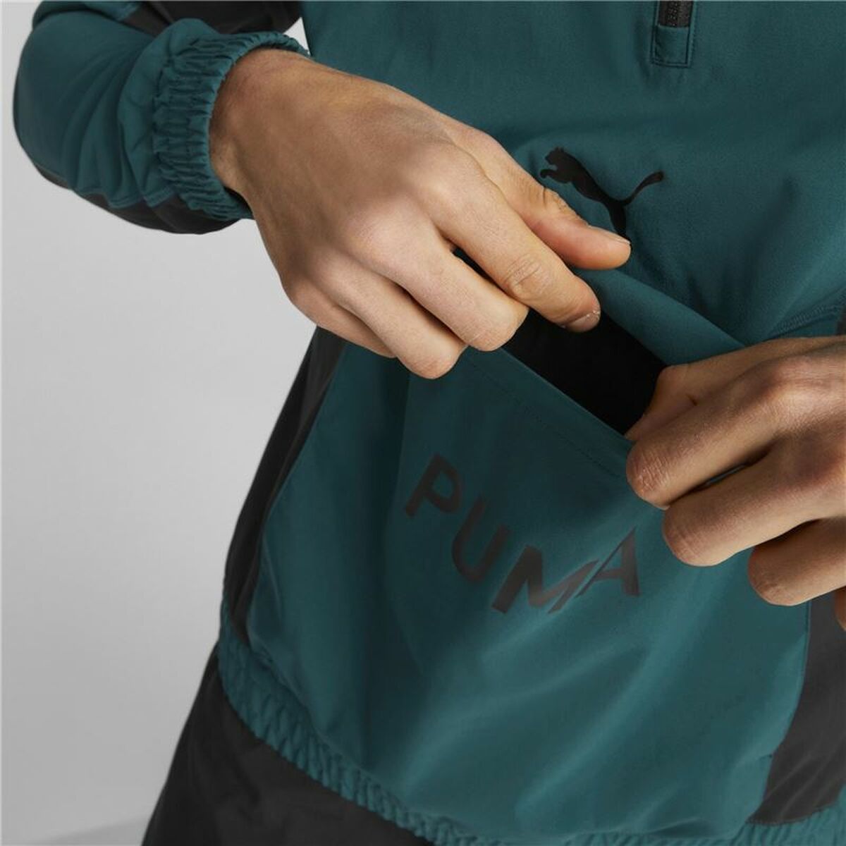 Puma Herren-Sweatshirt without Hood Fit Woven Training Grün – Produktansicht 5
