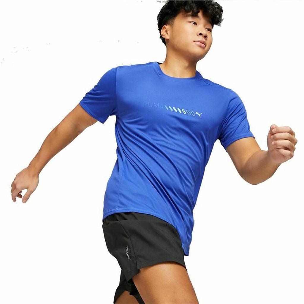 Puma Herren-Kurzarm-T-Shirt Run Favorite Logo Blau – Produktansicht 5