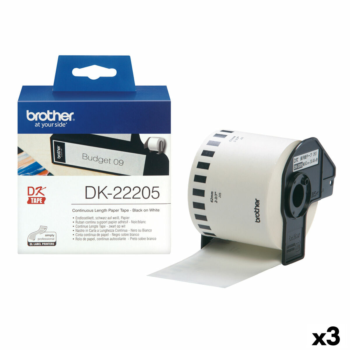 Brother Continuous Roll aus Paper DK-22205 Schwarz/Weiß – Produktansicht 1