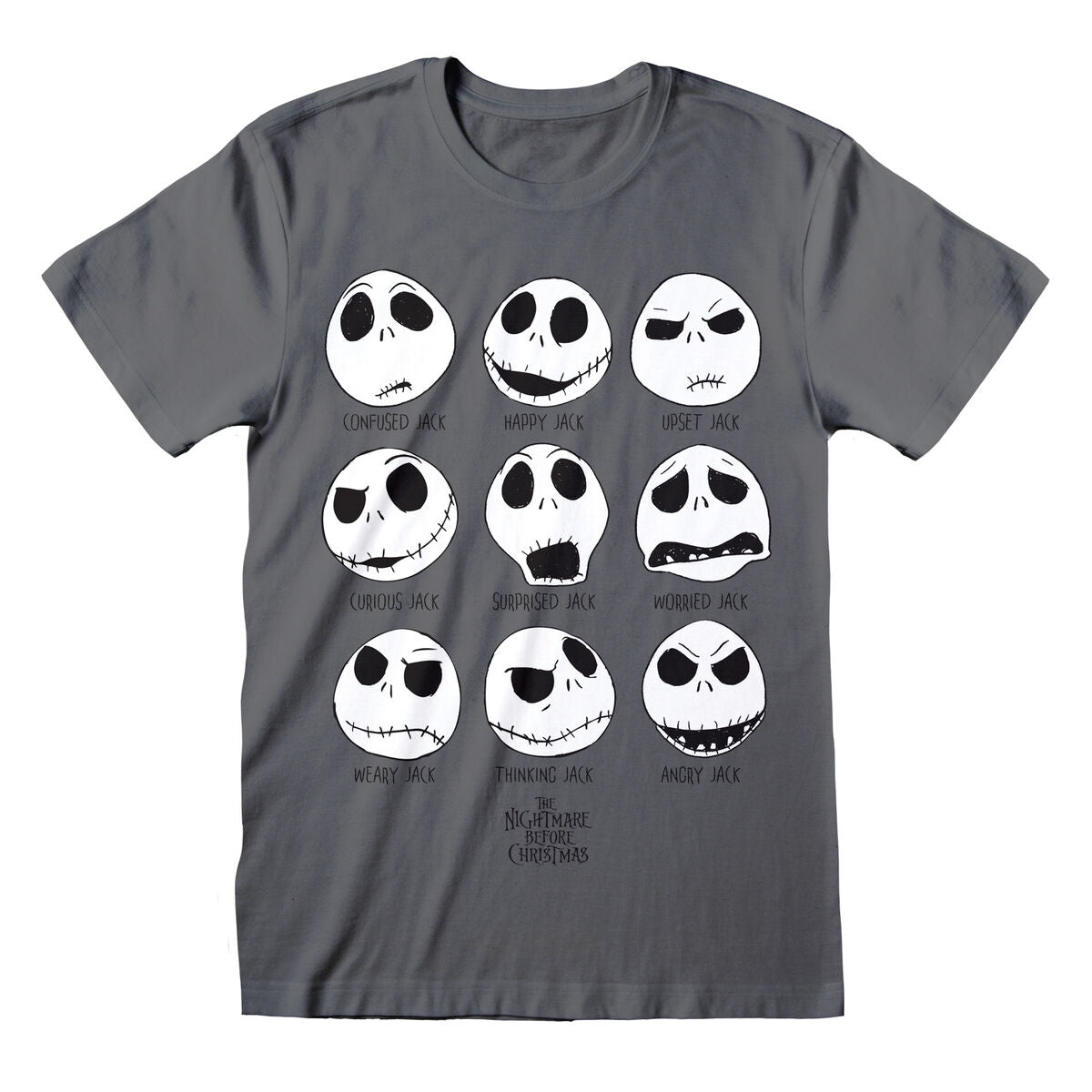 Unisex Short Sleeve T-Shirt The Nightmare Before Christmas Many Faces Dark Grau – Produktbild 1