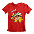 Super Mario Kinder-Kurzarm-T-Shirt Bowser Text Rot – Produktansicht 1