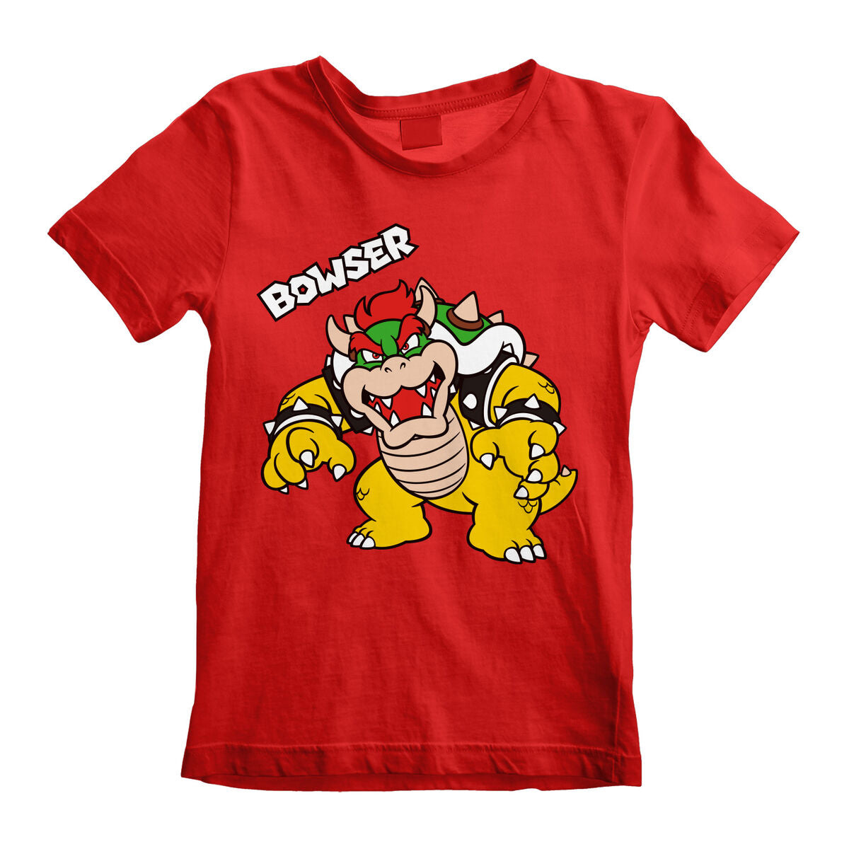 Super Mario Kinder-Kurzarm-T-Shirt Bowser Text Rot – Produktansicht 1