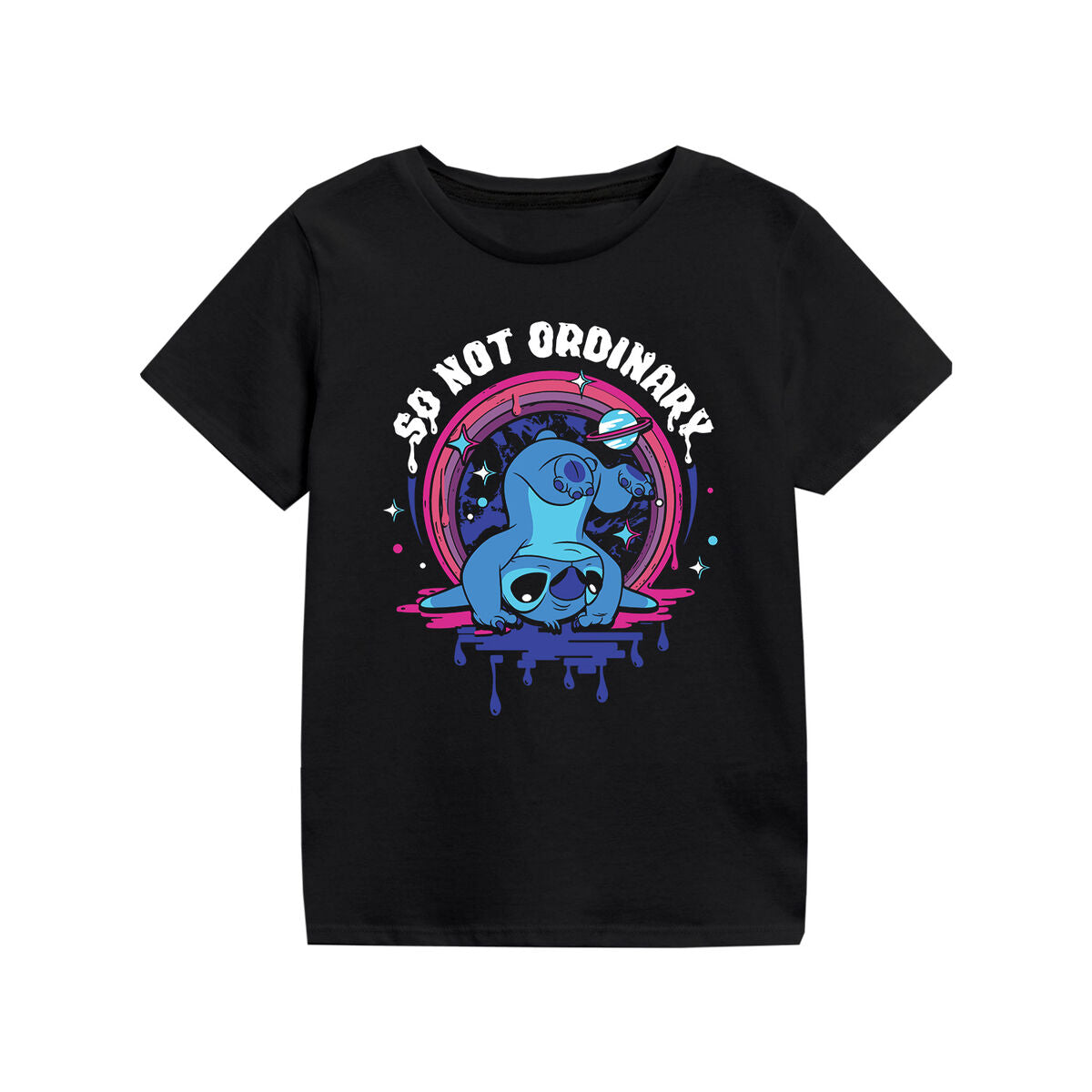 Stitch Kinder-Kurzarm-T-Shirt So Not Ordinary Schwarz – Produktansicht 1