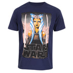 Star Wars Kurzarm-T-Shirt Weiß Blades Blau Unisex – Produktansicht 1