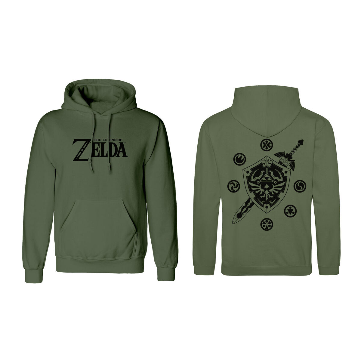 Unisex Hoodie The Legend of Zelda Logo and Shield Grün – Produktbild 1
