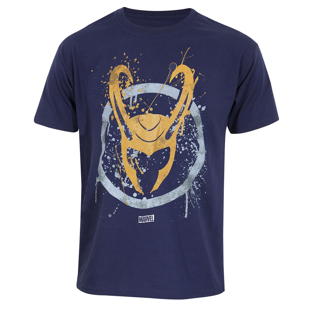 Marvel Kurzarm-T-Shirt Splatter Logo Blau Unisex – Produktansicht 1