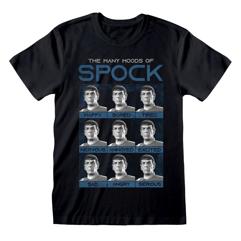 Star Trek Unisex Kurzarm-T-Shirt Many Mood aus Spock Schwarz – Produktansicht 1