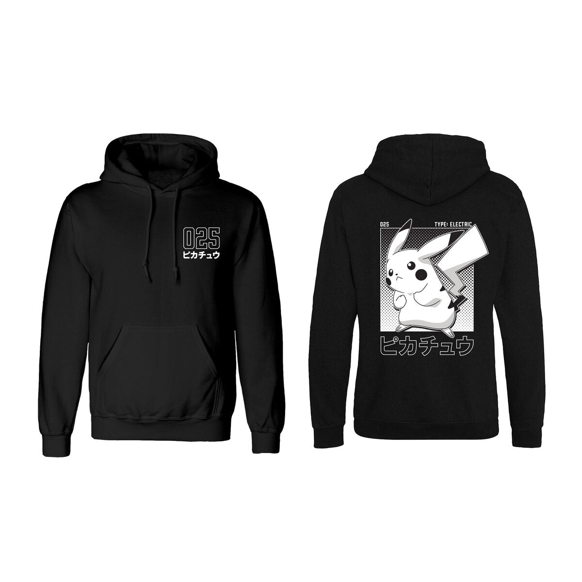 Unisex Hoodie Pokémon Halftone Pikachu Schwarz – Produktbild 1