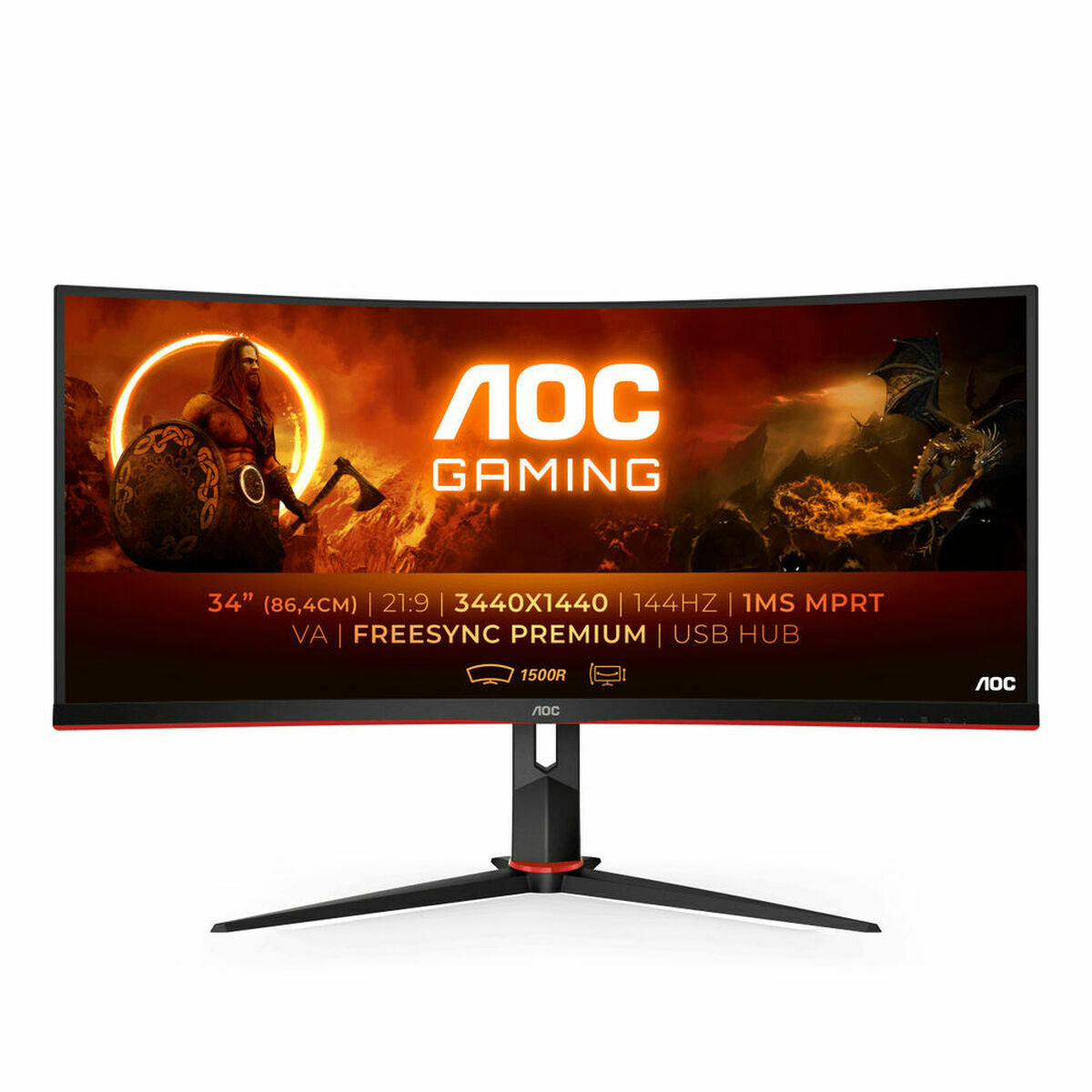 AOC Monitor CU34G2X/BK 34" HD LED – Produktansicht 1