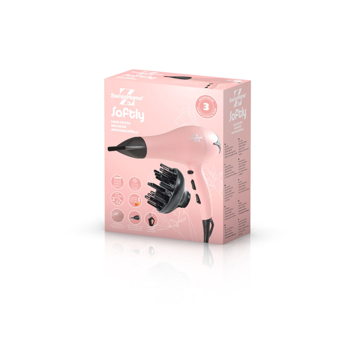 SwissHome Hairdryer Softly Rosa 2400 W – Produktansicht 6