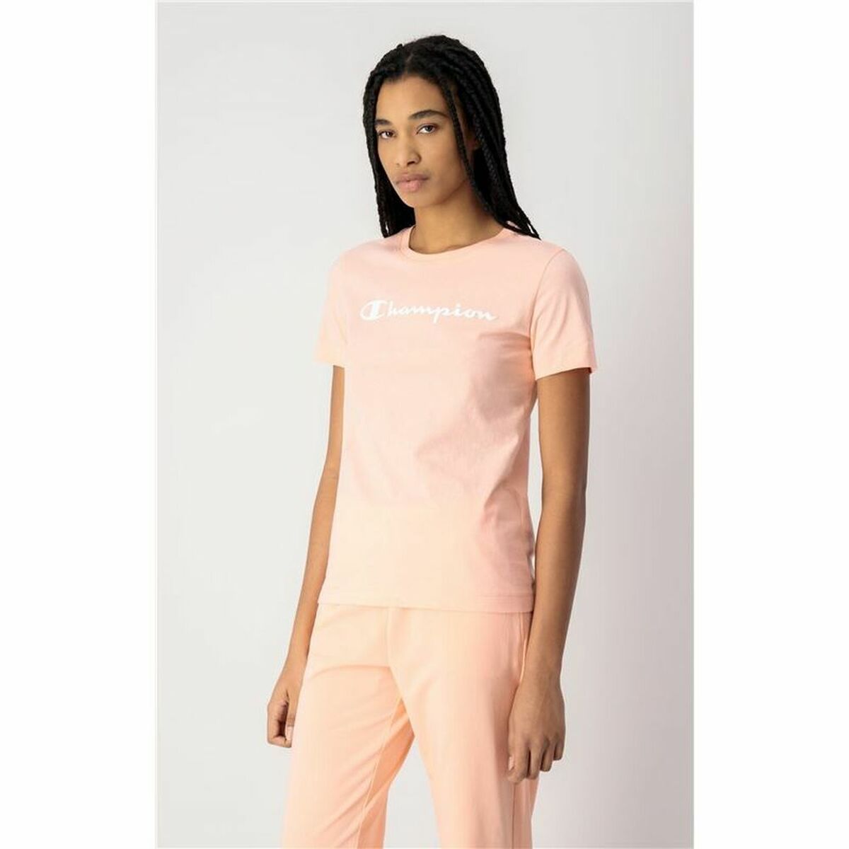 Women’s Short Sleeve T-Shirt Champion Big Script Logo Pink