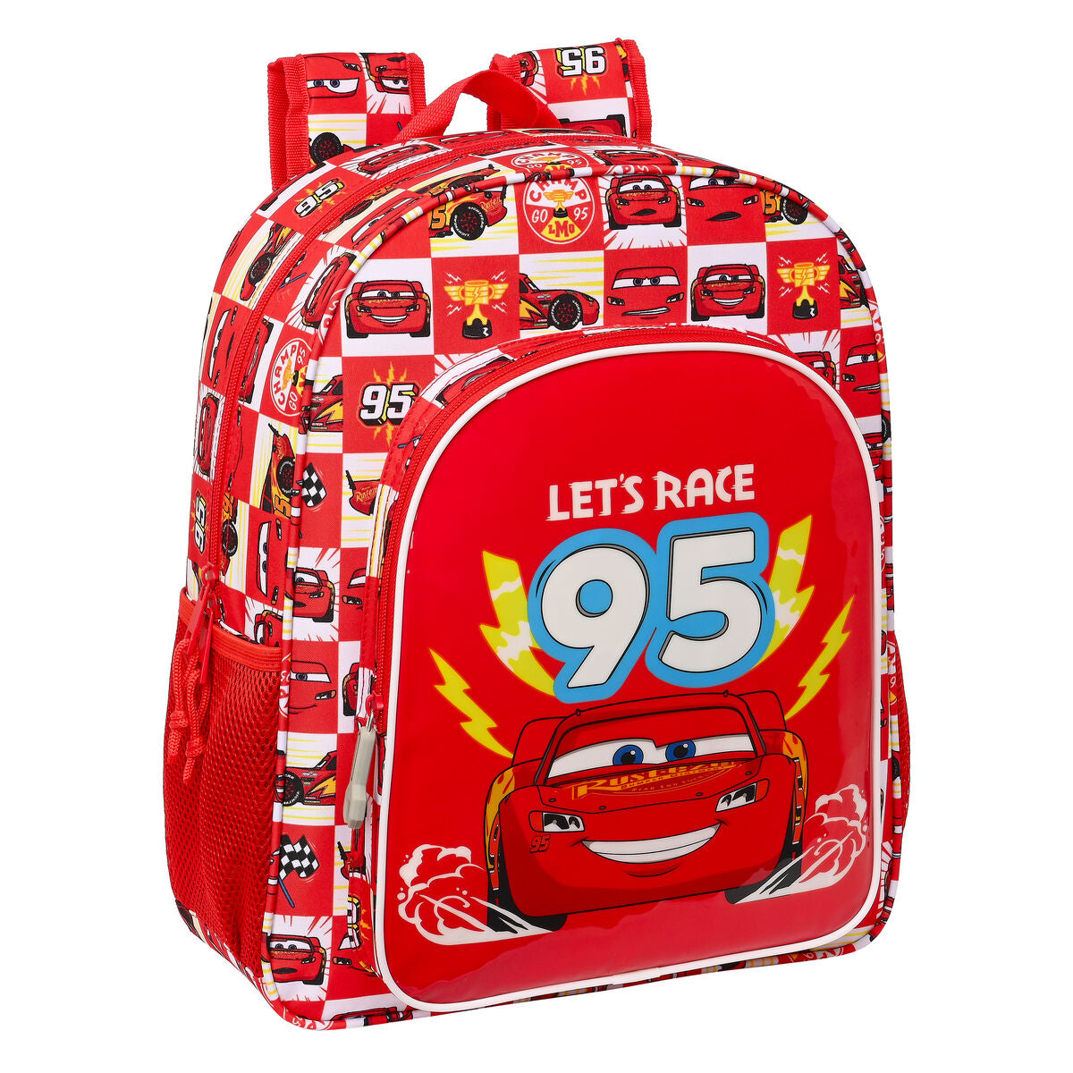 Schulrucksack Cars Let's race Rot Weiß – Produktansicht 1