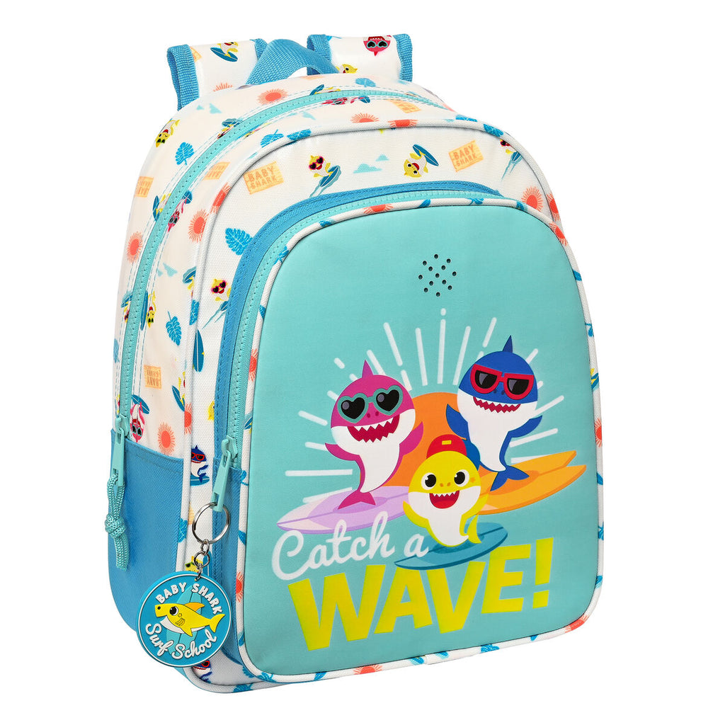 Baby Shark Schultasche Surfing Blau Weiß – Produktansicht 1