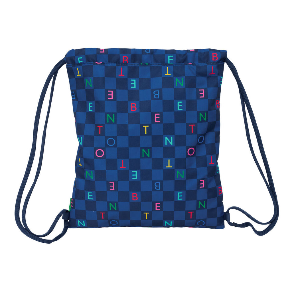 Benetton Rucksack mit Strings Damero Dunkelblau – Produktansicht 2