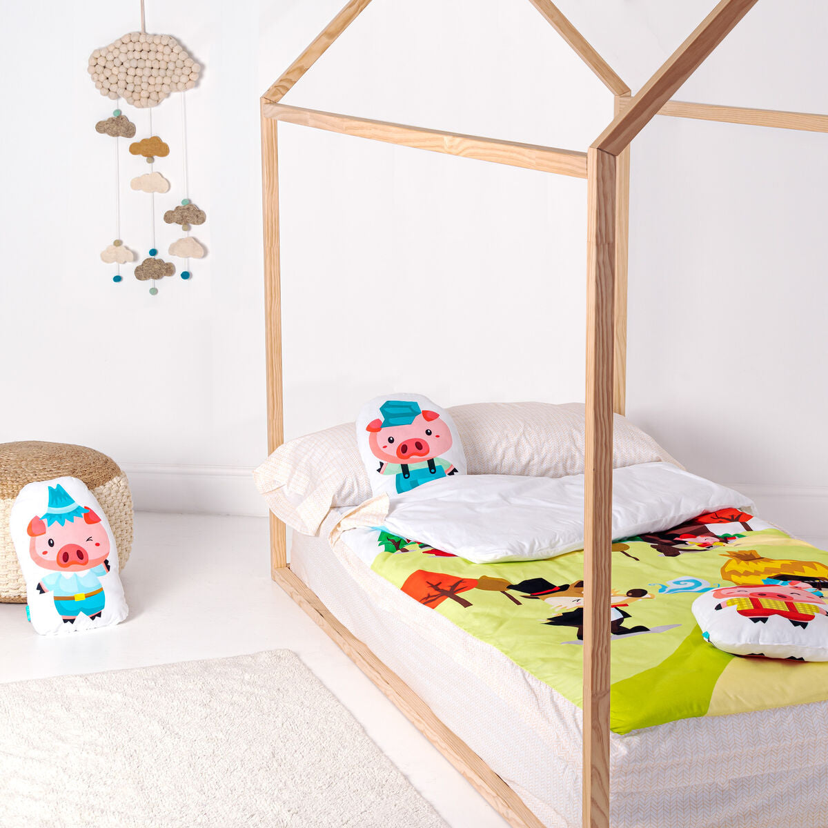 HappyFriday Gesteppte Bettwäsche mit Reißverschluss Mr Fox Piggys Mehrfarbig – Produktansicht 6