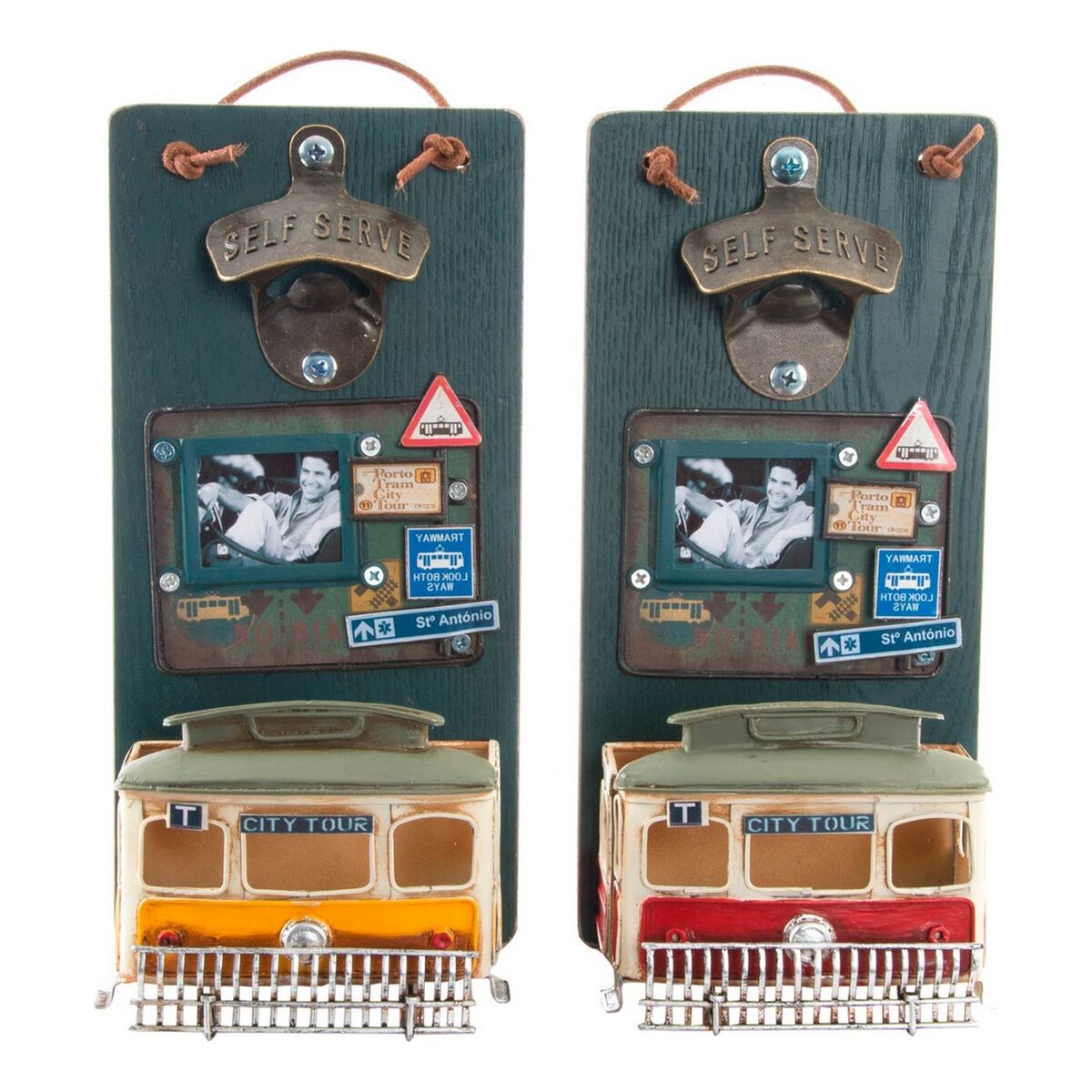 Bottle opener DKD Home Decor Self Serve Holz Metall (2 pcs) (26 x 12 x 9 cm) – Produktbild 1