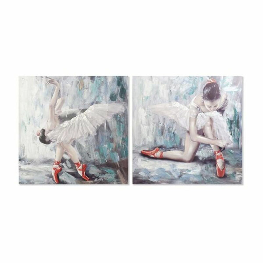 Painting DKD Home Decor Canvas Grau Blau Holz Weiß (100 x 3 x 100 cm) (2 Stück) – Produktbild 1