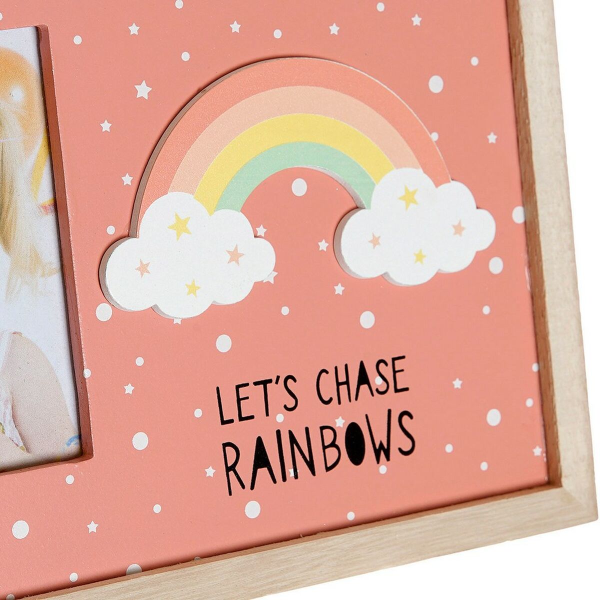DKD Home Decor Bilderrahmen Rainbow Rosa Weiß Kinder-MDF Holz – Produktansicht 3