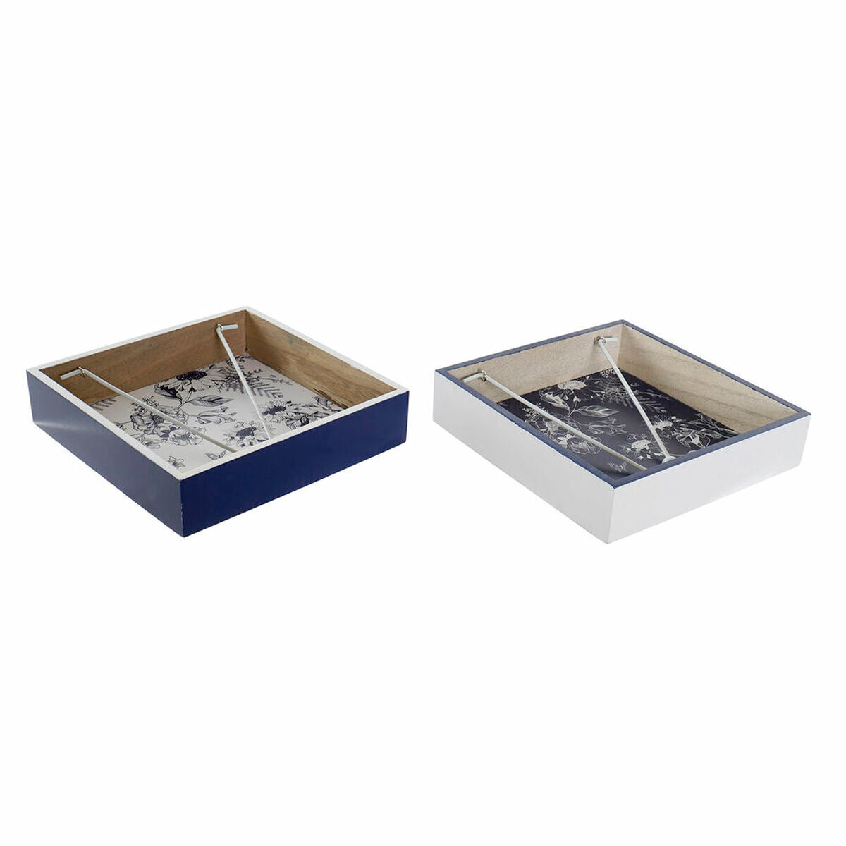 Napkin holder DKD Home Decor Metall Weiß Navy Blau MDF Holz (2 pcs) – Produktbild 1
