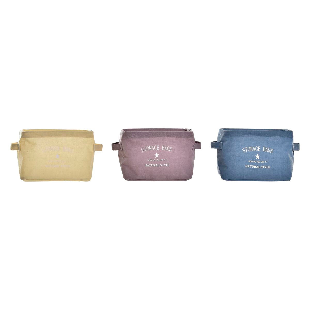 Basket DKD Home Decor Gelb Blau Maroon Canvas Modern 20 x 16 x 15 cm (3 Stück) – Produktbild 1