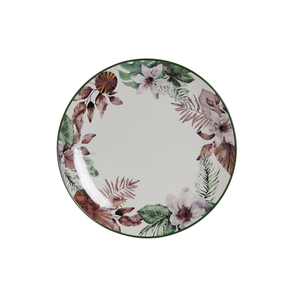 DKD Home Decor Flacher Teller Blumen Porzellan – Produktansicht 1