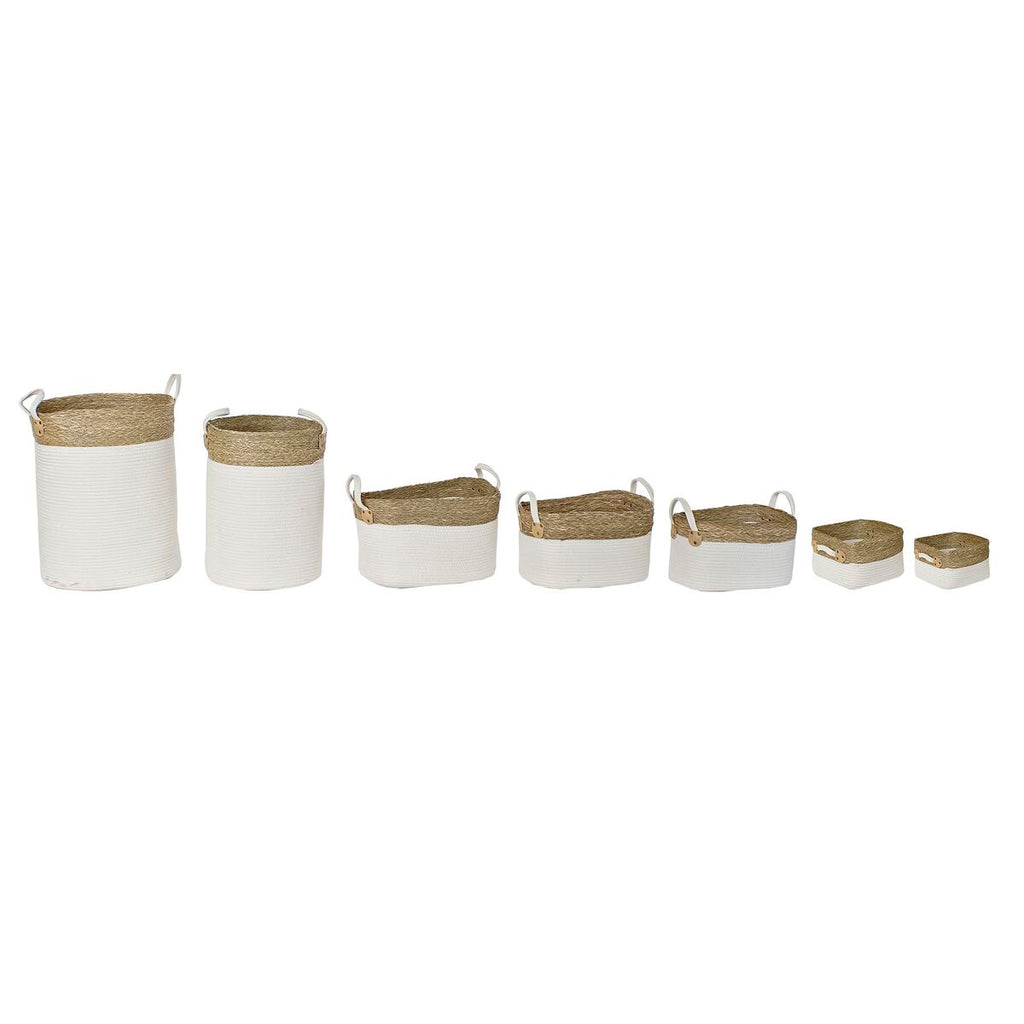 DKD Home Decor Korb-Set Weiß Braun Natural Fibre – Produktansicht 2