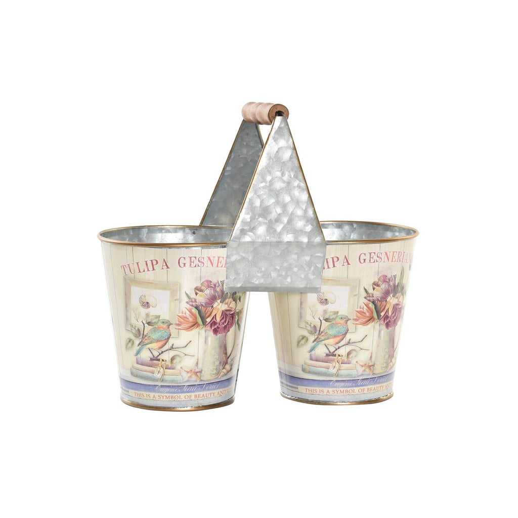 Planter DKD Home Decor Rosa Metall Shabby Chic 24 x 12 x 23 cm – Produktbild 1