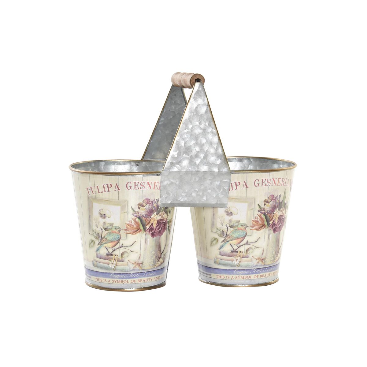 Planter DKD Home Decor Rosa Metall Shabby Chic 24 x 12 x 23 cm – Produktbild 1