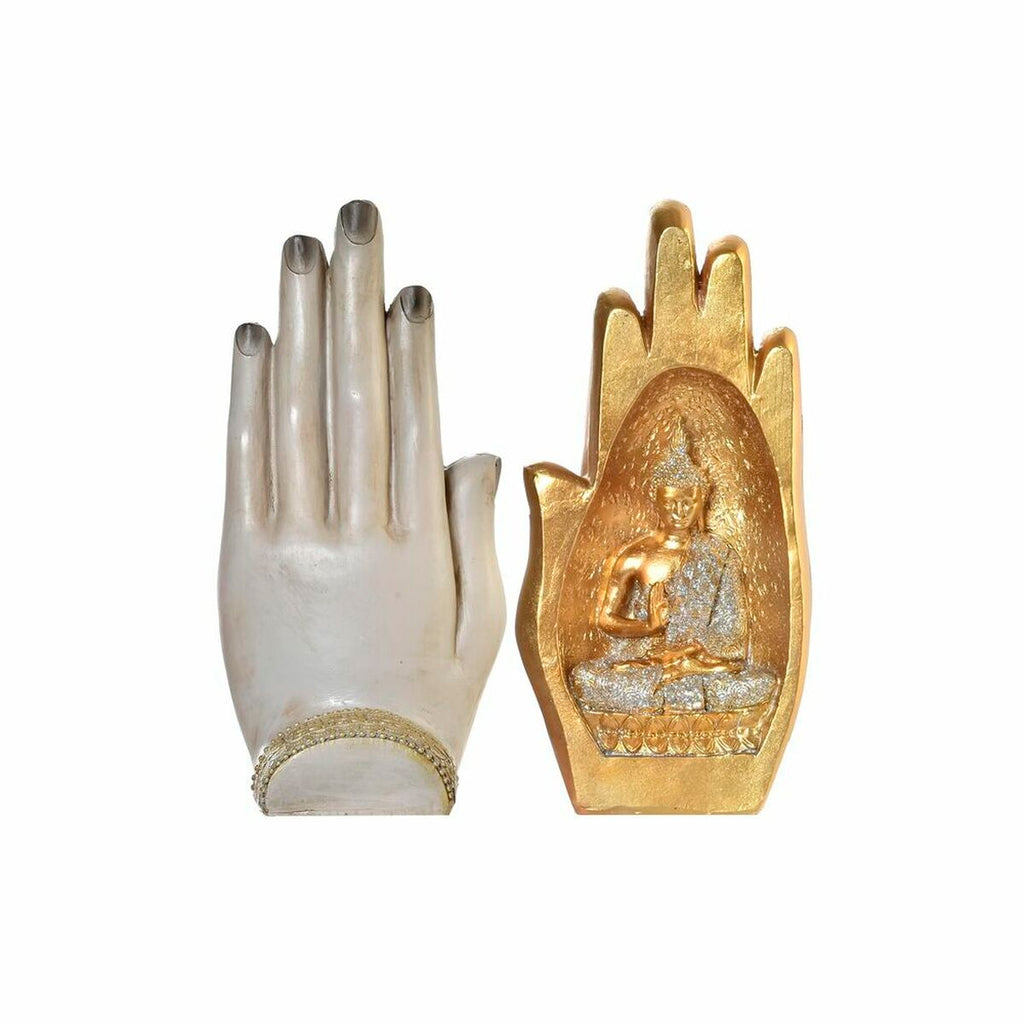 DKD Home Decor Dekofigur Grau Gold Buddha Kunstharz – Produktansicht 2