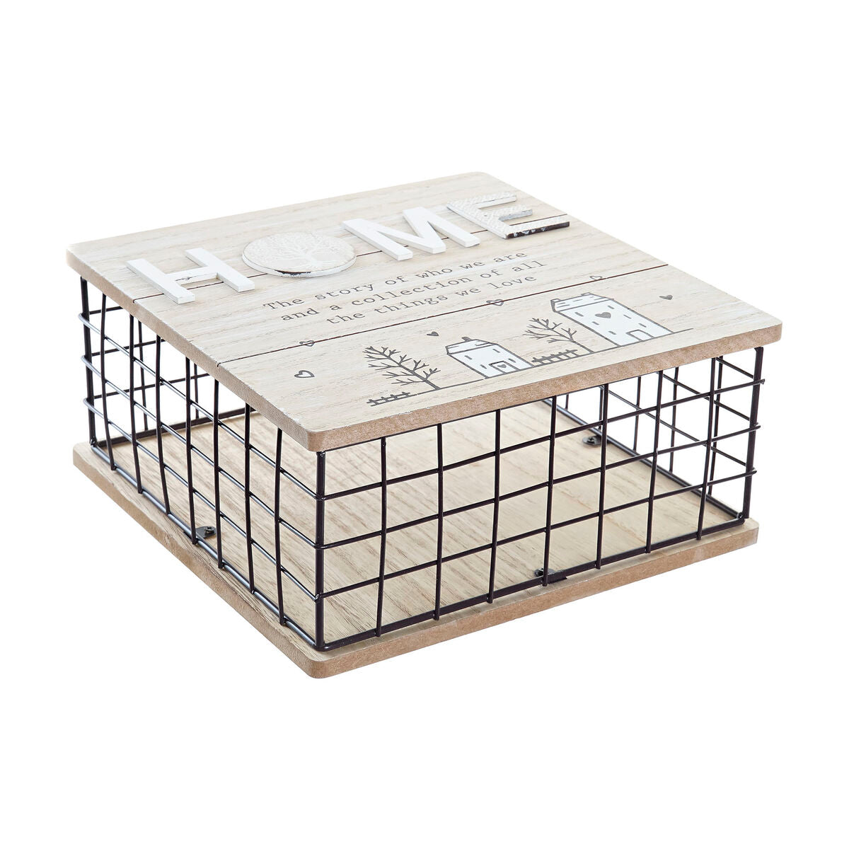 Decorative box DKD Home Decor Schwarz Natural Metall MDF Holz – Produktbild 1