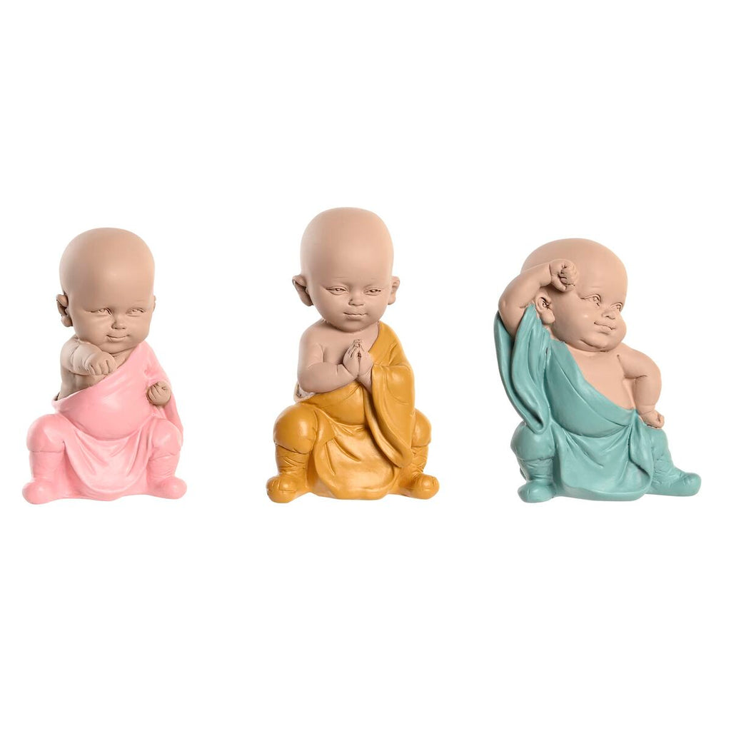 DKD Home Decor Dekofigur Blau Rosa Gelb Kunstharz Monk – Produktansicht 1