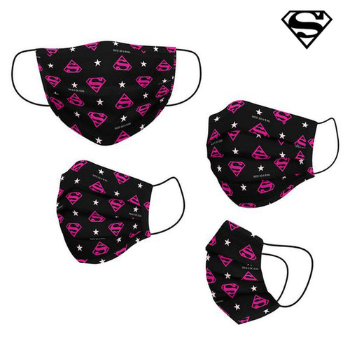 DC Super Hero Girls Wiederverwendbare Stoffmaske Kinder-Schwarz