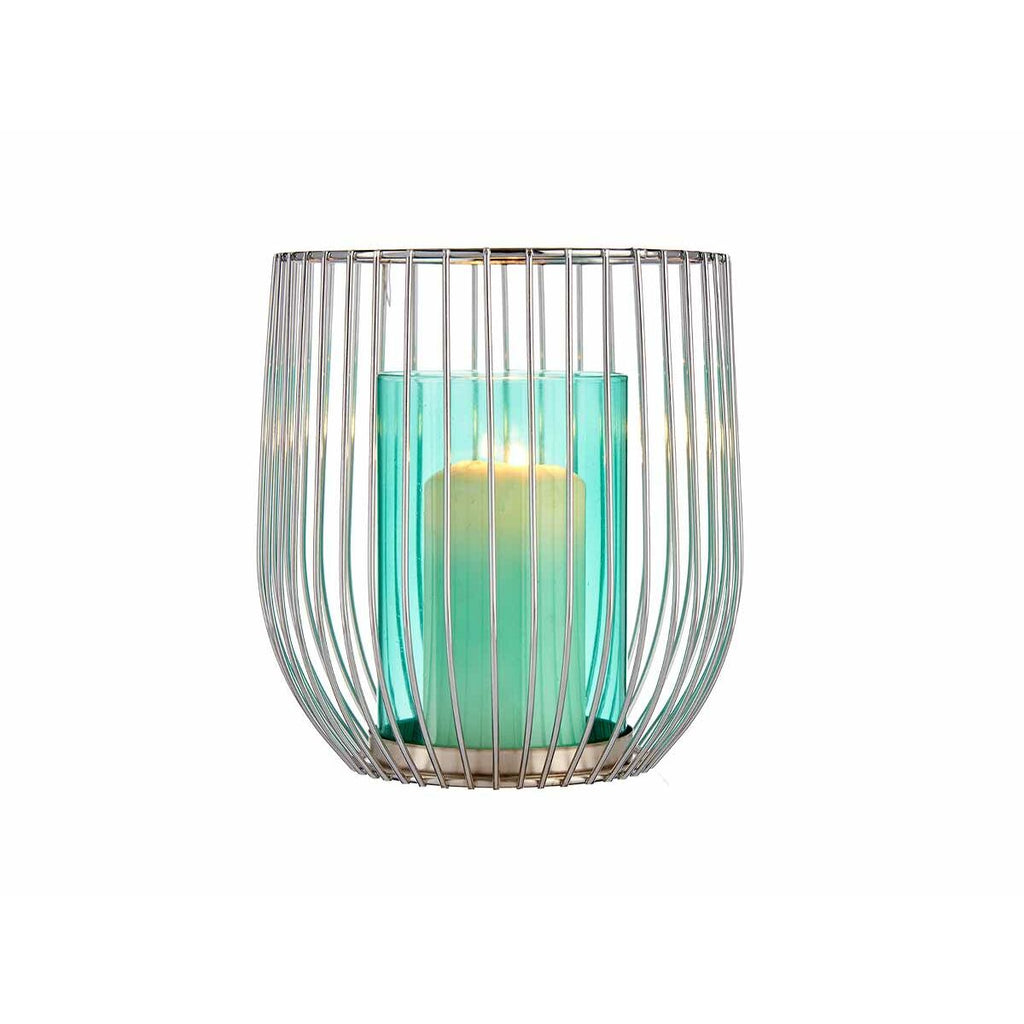Gift Decor Kerzenhalter Blau Silber Metall Glas Cage – Produktansicht 3