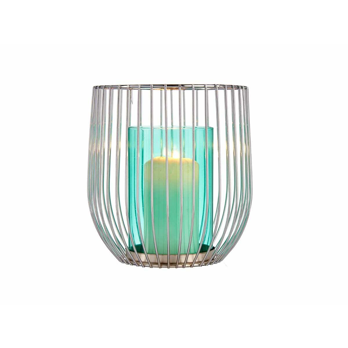 Gift Decor Kerzenhalter Blau Silber Metall Glas Cage – Produktansicht 3