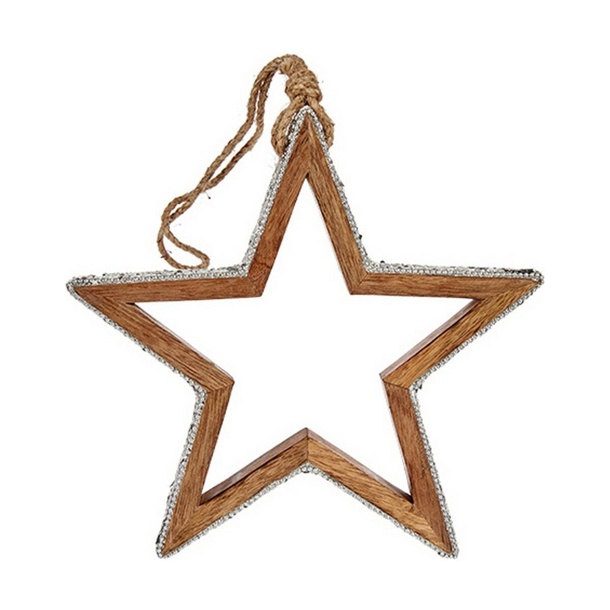 Krist+ Weihnachtskugel Silber Holz Glitter Star Shape – Produktansicht 1