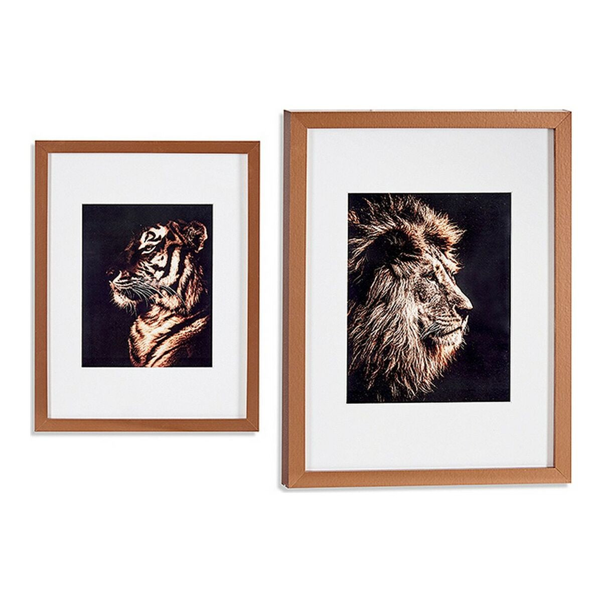 Painting Gift Decor Bronze Glass Particleboard Tiger Lion 33 x 3 x 43 cm 33 x 43 x 3 cm – Produktbild 1