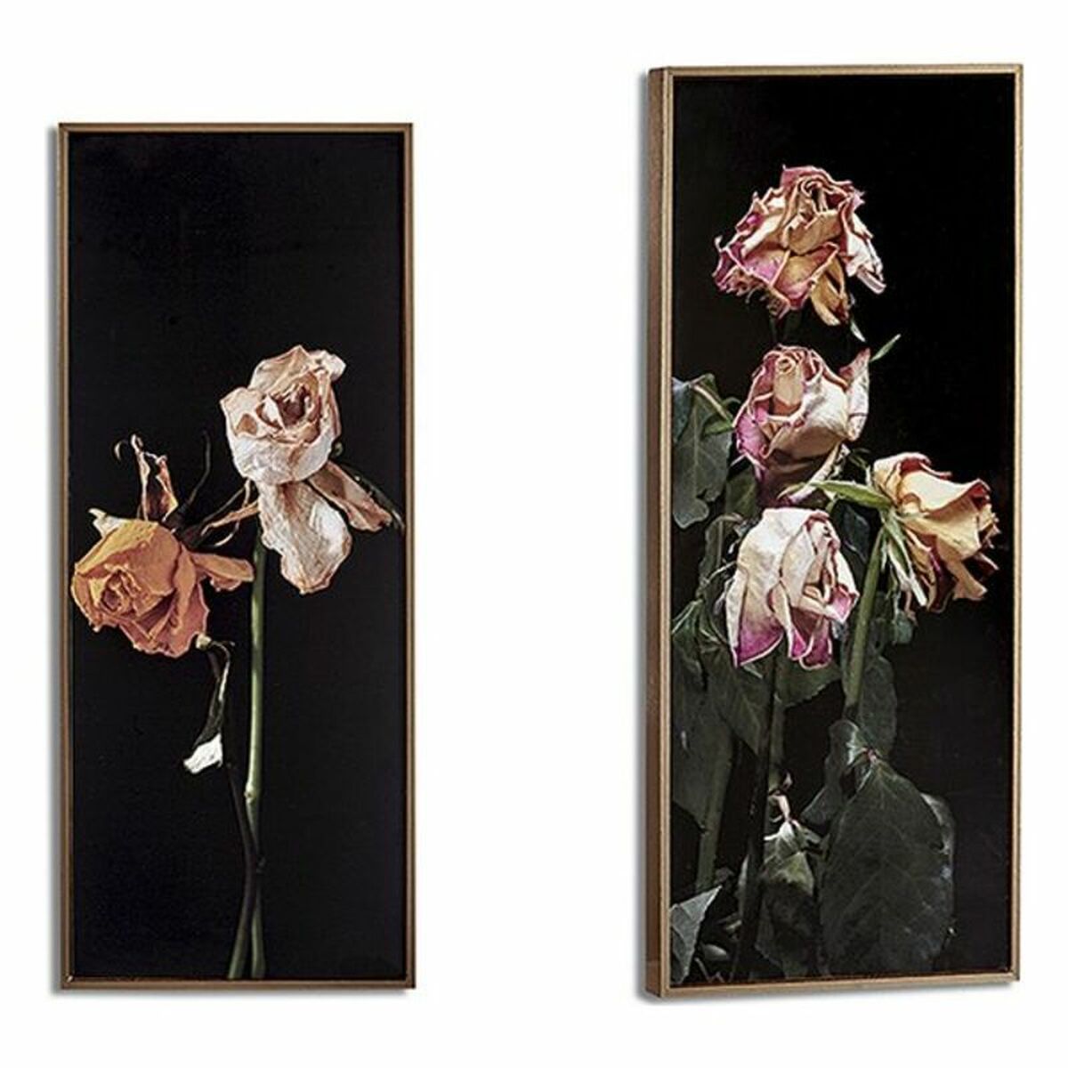 Painting Gift Decor Schwarz Gold Goldfarben Particleboard Flowers 21,2 x 2 x 51,2 cm 21,2 x 51,2 x 2 cm – Produktbild 1