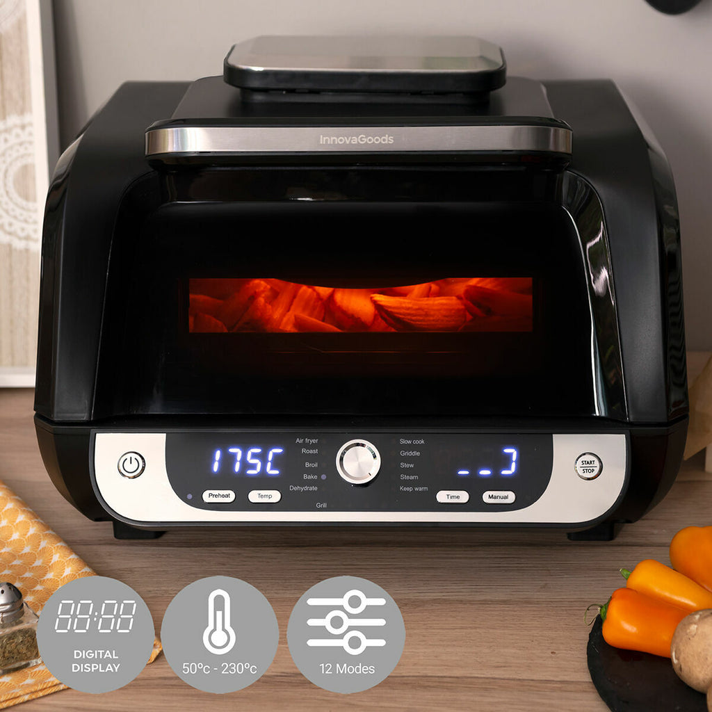 InnovaGoods Heißluftfritteuse mit Grill, Zubehör & Recipe Book Fryinn 12-in-1 6000 Schwarz – Produktansicht 6