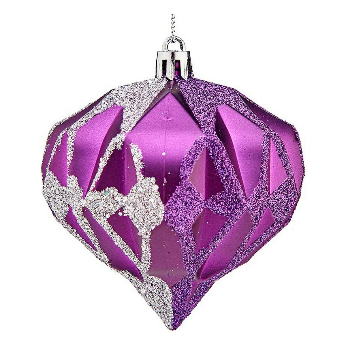 Krist+ Weihnachtskugeln Lila Silber Kunststoff Diamant Ø 8 cm – Produktansicht 1