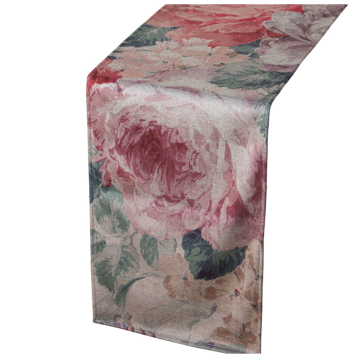 Alexandra House Living Tischläufer Rosa Textil Samt Blumenmuster – Produktbild 1