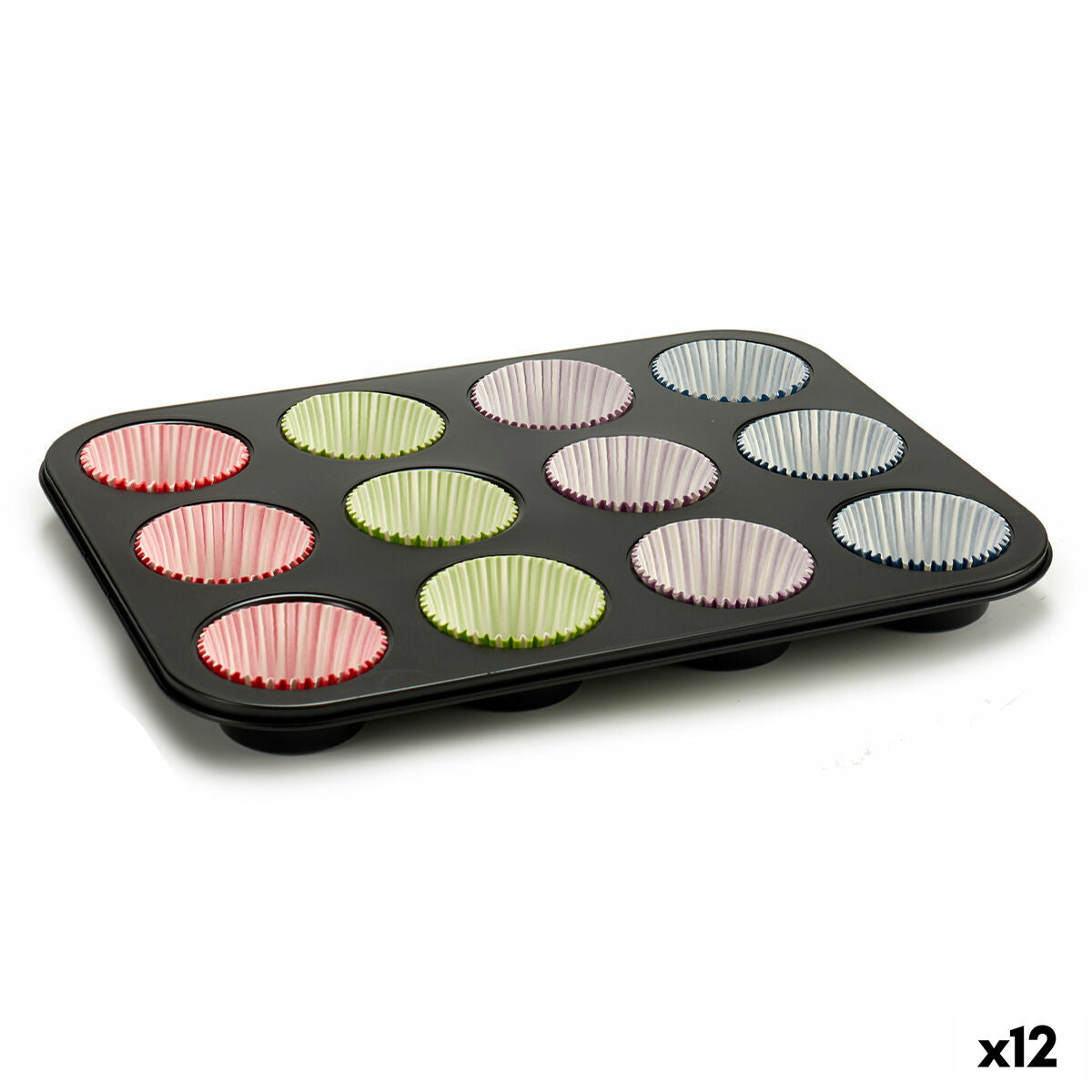 Kinvara Muffin Tablett Blau Schwarz Rot Grün Lila Mehrfarbig Baking Tablett – Produktansicht 1