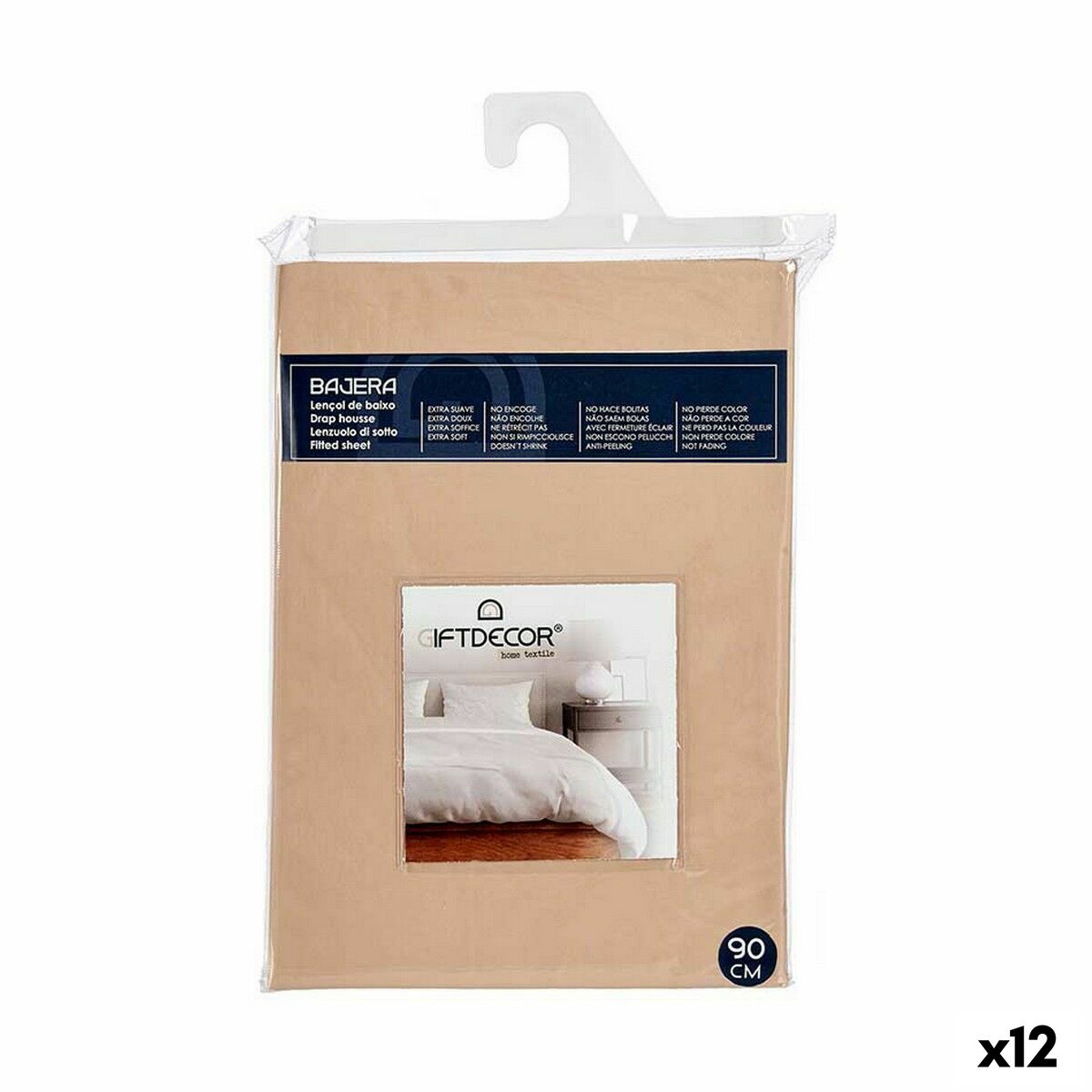Fitted sheet Gift Decor Beige 90 cm (12 Stück) – Produktbild 1