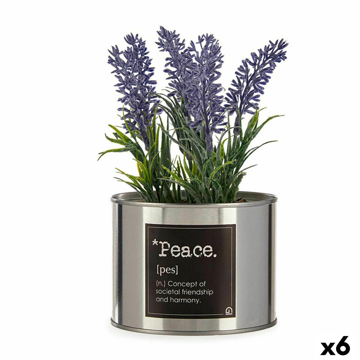 Decorative Plant Ibergarden Metall Kunststoff Can Lavendar 10 x 18 x 10 cm (6 Stück) – Produktbild 1
